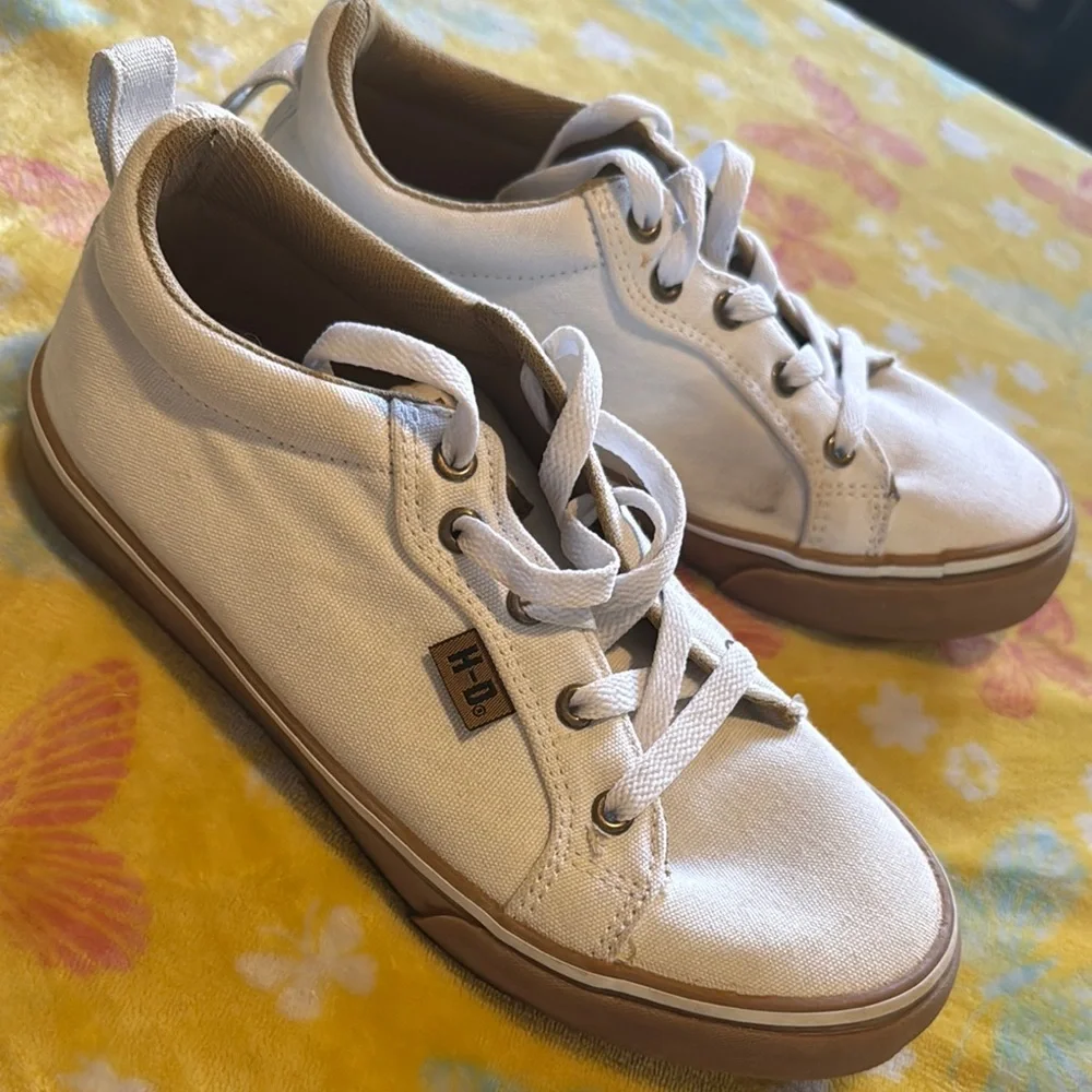Harley-Davidson White Canvas Sneakers - Picture 1 of 3